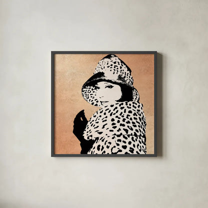 Fashion News II Rose Goldhion on Rose Gold by Wild Apple Portfolio. Shown in a sleek black glass frame for a contemporary gallery look. Available as an archival giclee rolled canvas, fine art paper, or poster print. SKU 69020a.