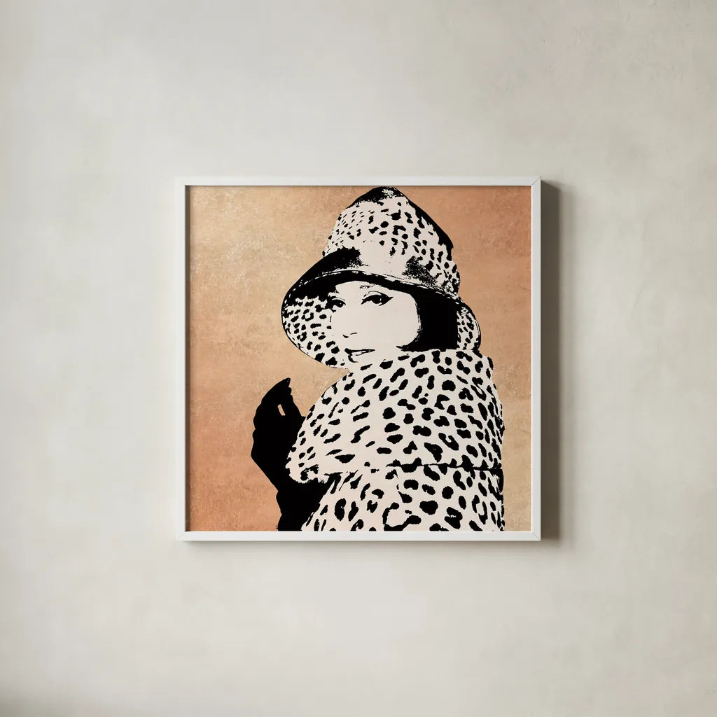 Fashion News II Rose Goldhion on Rose Gold by Wild Apple Portfolio. Shown in a crisp white glass frame for a clean and minimalist style. Available as an archival giclee rolled canvas, fine art paper, or poster print. SKU 69020a.