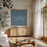 Feeling Good II by Wild Apple Portfolio. Shown in a natural wood frame in a cozy modern living room. Available as an archival giclee rolled canvas, fine art paper, or poster print. SKU 56332a.