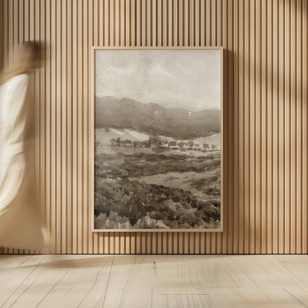 Field of Flowers II Sepia by Wild Apple Portfolio. shown as over sized large wall art. Available as an archival giclee rolled canvas, fine art paper, or poster print. SKU 81069h.