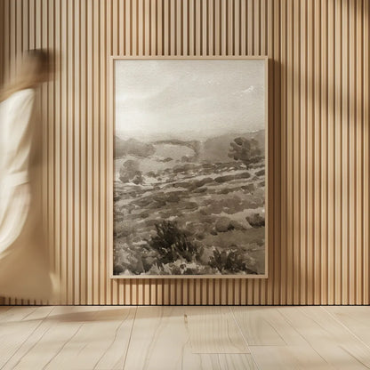Field of Flowers III Sepia by Wild Apple Portfolio. shown as over sized large wall art. Available as an archival giclee rolled canvas, fine art paper, or poster print. SKU 81070h.