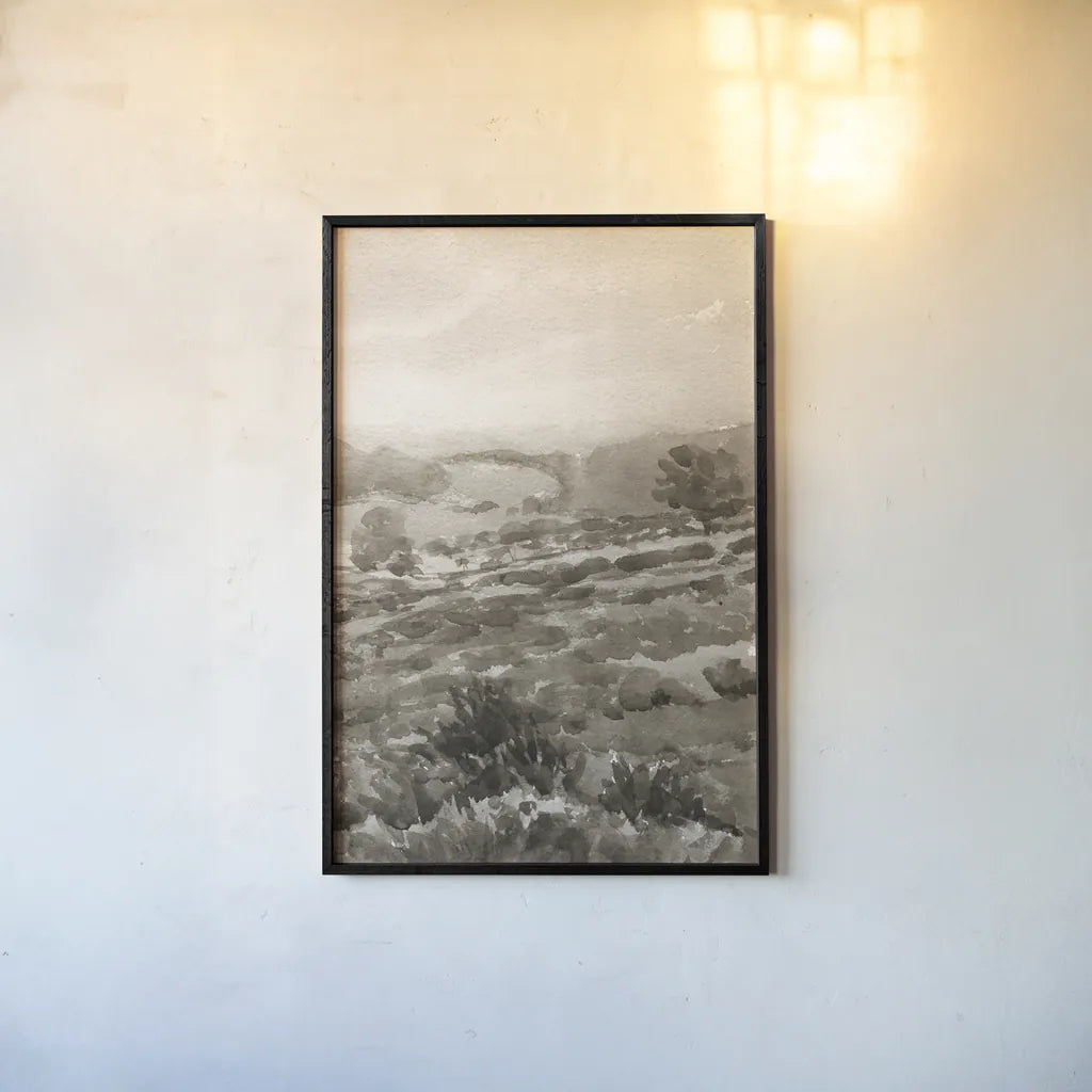 Field of Flowers III Sepia by Wild Apple Portfolio. shown as a paper print in a black flame. Available as a archival giclee rolled canvas, fine art paper, or poster print. SKU 81070h.