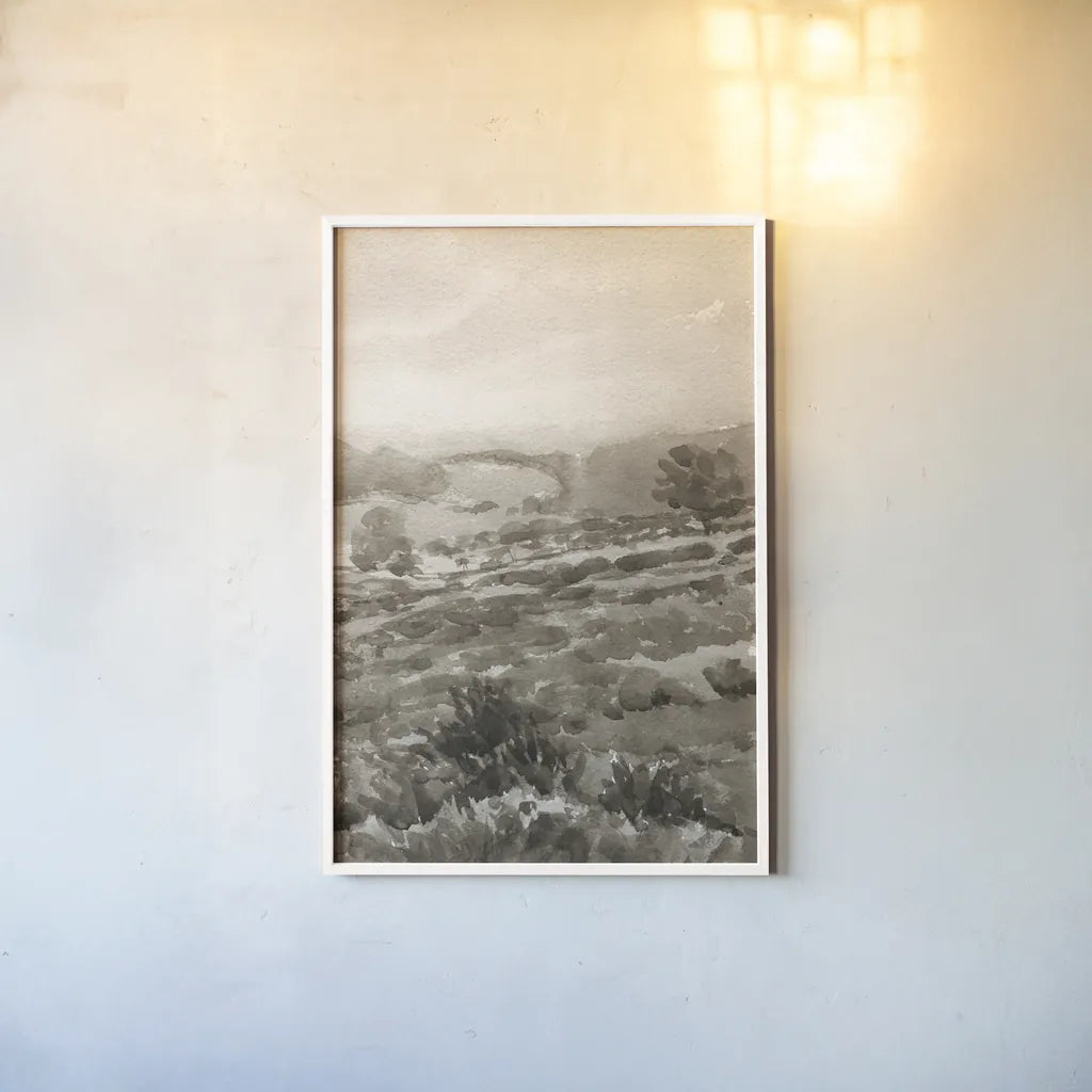 Field of Flowers III Sepia by Wild Apple Portfolio. shown as a paper print in a white frame. Available as a archival giclee rolled canvas, fine art paper, or poster print. SKU 81070h.