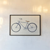 Flea Market Bicycle Navy by Wild Apple Portfolio. shown as a paper print in a black flame. Available as a archival giclee rolled canvas, fine art paper, or poster print. SKU 74745i.