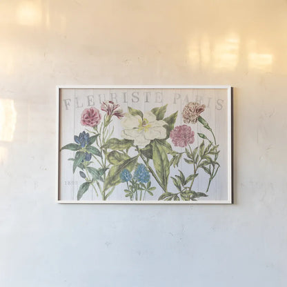 Fleuriste Paris I by Wild Apple Portfolio. shown as a paper print in a white frame. Available as a archival giclee rolled canvas, fine art paper, or poster print. SKU 43574i.
