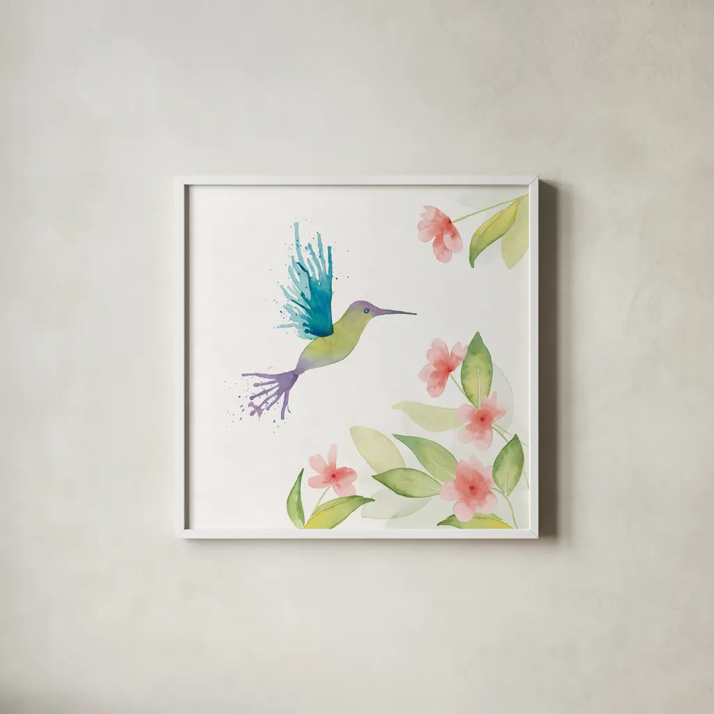 Flit III by Wild Apple Portfolio. Shown in a crisp white glass frame for a clean and minimalist style. Available as an archival giclee rolled canvas, fine art paper, or poster print. SKU 33089a.