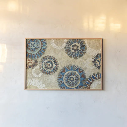 Floral Suzani Cascade by Wild Apple Portfolio. shown as a paper print in a natural frame. Available as a archival giclee rolled canvas, fine art paper, or poster print. SKU 27789i.