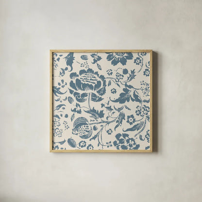 Floral Toile I by Wild Apple Portfolio. Shown in a natural wood glass frame for a timeless modern aesthetic. Available as an archival giclee rolled canvas, fine art paper, or poster print. SKU 72011a.