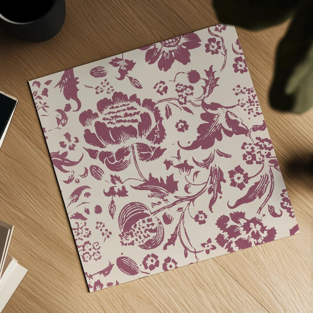 Floral Toile I Berry by Wild Apple Portfolio. Shown as a detailed flat fine art print, highlighting archival giclee quality. Available as an archival giclee rolled canvas, fine art paper, or poster print. SKU 93323a.