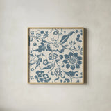 Floral Toile II by Wild Apple Portfolio. Shown in a natural wood glass frame for a timeless modern aesthetic. Available as an archival giclee rolled canvas, fine art paper, or poster print. SKU 72012a.