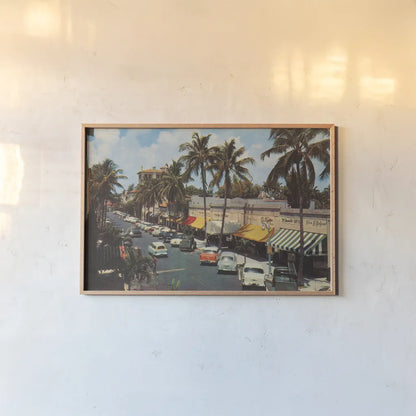 Florida Postcard IV by Wild Apple Portfolio. shown as a paper print in a natural frame. Available as a archival giclee rolled canvas, fine art paper, or poster print. SKU 57481i.