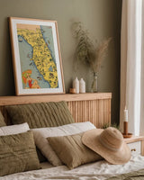 Florida Postcard VI by Wild Apple Portfolio. shown as a paper print in a natural frame. Available as a archival giclee rolled canvas, fine art paper, or poster print. SKU 57483h.