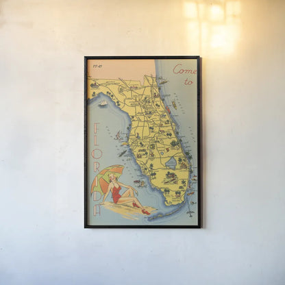 Florida Postcard VI by Wild Apple Portfolio. shown as a paper print in a black flame. Available as a archival giclee rolled canvas, fine art paper, or poster print. SKU 57483h.