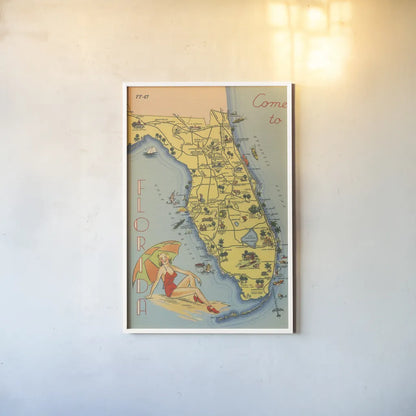 Florida Postcard VI by Wild Apple Portfolio. shown as a paper print in a white frame. Available as a archival giclee rolled canvas, fine art paper, or poster print. SKU 57483h.