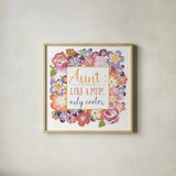 Flourish Aunt Inspiration I by Wild Apple Portfolio. Shown in a natural wood glass frame for a timeless modern aesthetic. Available as an archival giclee rolled canvas, fine art paper, or poster print. SKU 57242a.