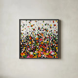 Flower Shower Crop by Wild Apple Portfolio. Shown in a sleek black glass frame for a contemporary gallery look. Available as an archival giclee rolled canvas, fine art paper, or poster print. SKU 25222a.