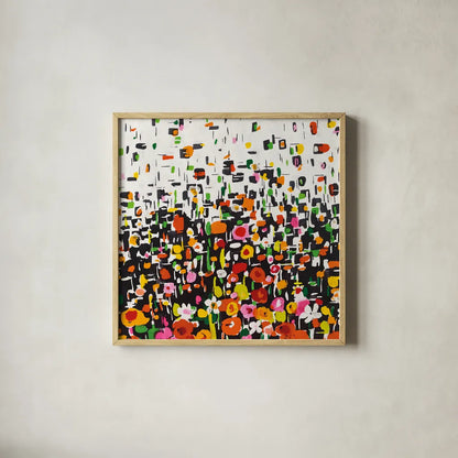 Flower Shower Crop by Wild Apple Portfolio. Shown in a natural wood glass frame for a timeless modern aesthetic. Available as an archival giclee rolled canvas, fine art paper, or poster print. SKU 25222a.