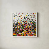 Flower Shower Crop by Wild Apple Portfolio. Shown in a crisp white glass frame for a clean and minimalist style. Available as an archival giclee rolled canvas, fine art paper, or poster print. SKU 25222a.