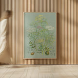 Flowering Plants II Green Linen by Wild Apple Portfolio. shown as over sized large wall art. Available as an archival giclee rolled canvas, fine art paper, or poster print. SKU 63054h.