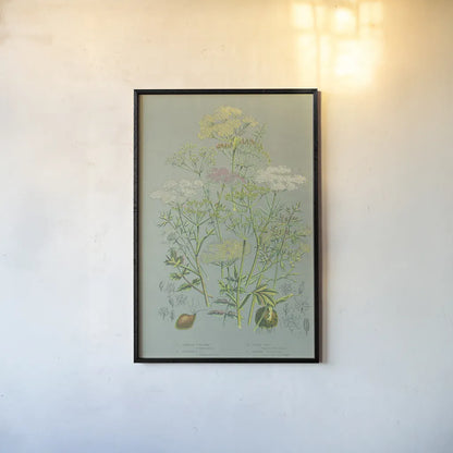 Flowering Plants II Green Linen by Wild Apple Portfolio. shown as a paper print in a black flame. Available as a archival giclee rolled canvas, fine art paper, or poster print. SKU 63054h.