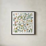 Flowers and Butterflies by Wild Apple Portfolio. Shown in a sleek black glass frame for a contemporary gallery look. Available as an archival giclee rolled canvas, fine art paper, or poster print. SKU 62758a.