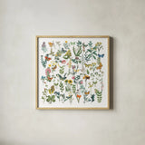 Flowers and Butterflies by Wild Apple Portfolio. Shown in a natural wood glass frame for a timeless modern aesthetic. Available as an archival giclee rolled canvas, fine art paper, or poster print. SKU 62758a.