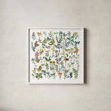 Flowers and Butterflies by Wild Apple Portfolio. Shown in a crisp white glass frame for a clean and minimalist style. Available as an archival giclee rolled canvas, fine art paper, or poster print. SKU 62758a.
