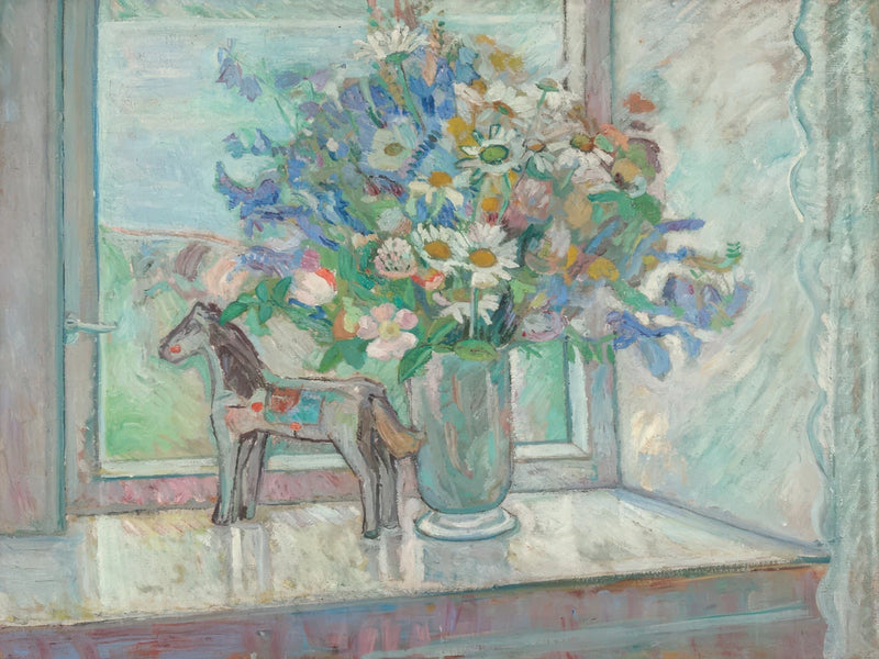 Flowers and Horse Figure By Window by Wild Apple Portfolio