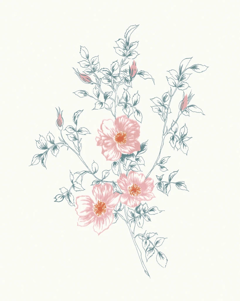 Flowers on White II Contemporary Bright by Wild Apple Portfolio