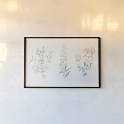 Flowers on White IX Contemporary by Wild Apple Portfolio. shown as a paper print in a black flame. Available as a archival giclee rolled canvas, fine art paper, or poster print. SKU 44430i.