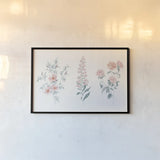 Flowers on White IX Contemporary Bright by Wild Apple Portfolio. shown as a paper print in a black flame. Available as a archival giclee rolled canvas, fine art paper, or poster print. SKU 48807i.