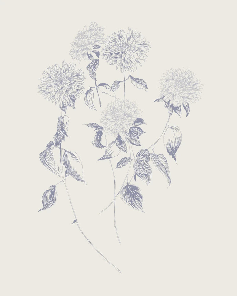 Flowers on White VI Blue by Wild Apple Portfolio