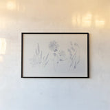 Flowers on White VIII Blue by Wild Apple Portfolio. shown as a paper print in a black flame. Available as a archival giclee rolled canvas, fine art paper, or poster print. SKU 78211i.