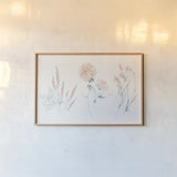 Flowers on White VIII Contemporary by Wild Apple Portfolio. shown as a paper print in a natural frame. Available as a archival giclee rolled canvas, fine art paper, or poster print. SKU 44429i.