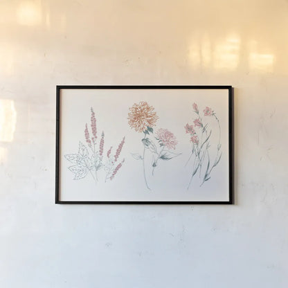 Flowers on White VIII Contemporary Bright by Wild Apple Portfolio. shown as a paper print in a black flame. Available as a archival giclee rolled canvas, fine art paper, or poster print. SKU 48806i.