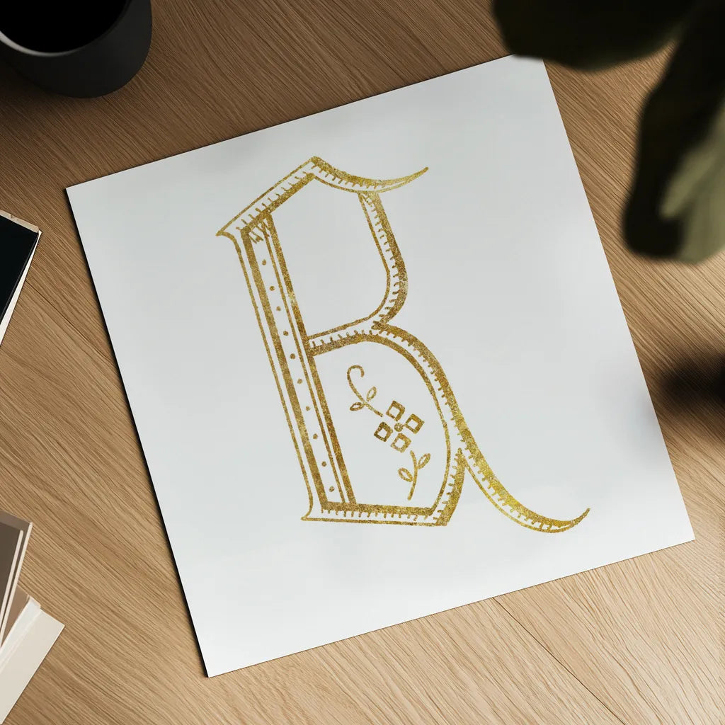 French Sewing Letter B by Wild Apple Portfolio. Shown as a detailed flat fine art print, highlighting archival giclee quality. Available as an archival giclee rolled canvas, fine art paper, or poster print. SKU 43228a.