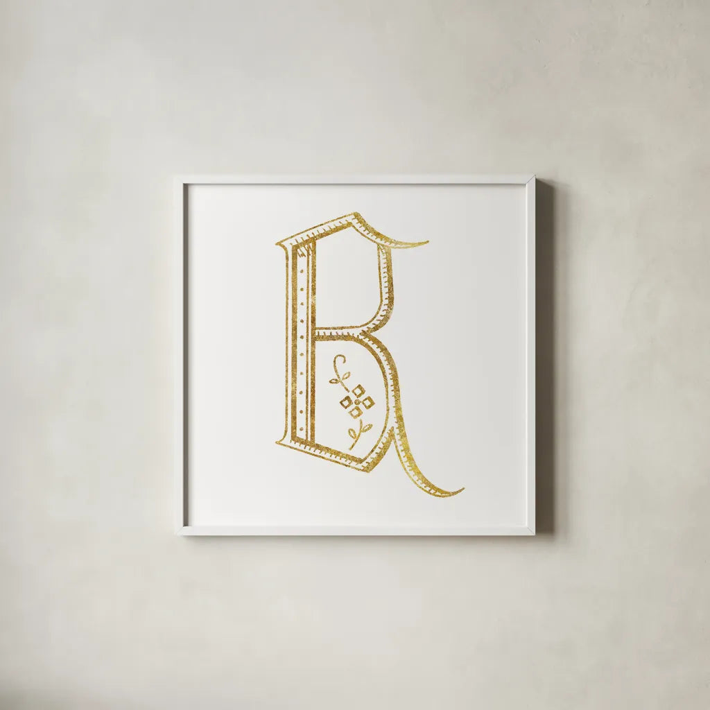 French Sewing Letter B by Wild Apple Portfolio. Shown in a crisp white glass frame for a clean and minimalist style. Available as an archival giclee rolled canvas, fine art paper, or poster print. SKU 43228a.