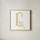French Sewing Letter C by Wild Apple Portfolio. Shown in a natural wood glass frame for a timeless modern aesthetic. Available as an archival giclee rolled canvas, fine art paper, or poster print. SKU 43229a.