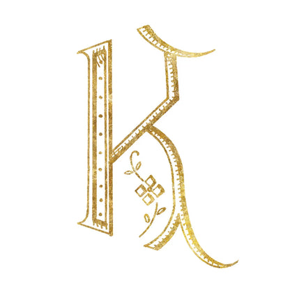 French Sewing Letter K by Wild Apple Portfolio. SKU 43230a. Archival Giclee Fine art print for wall decor.