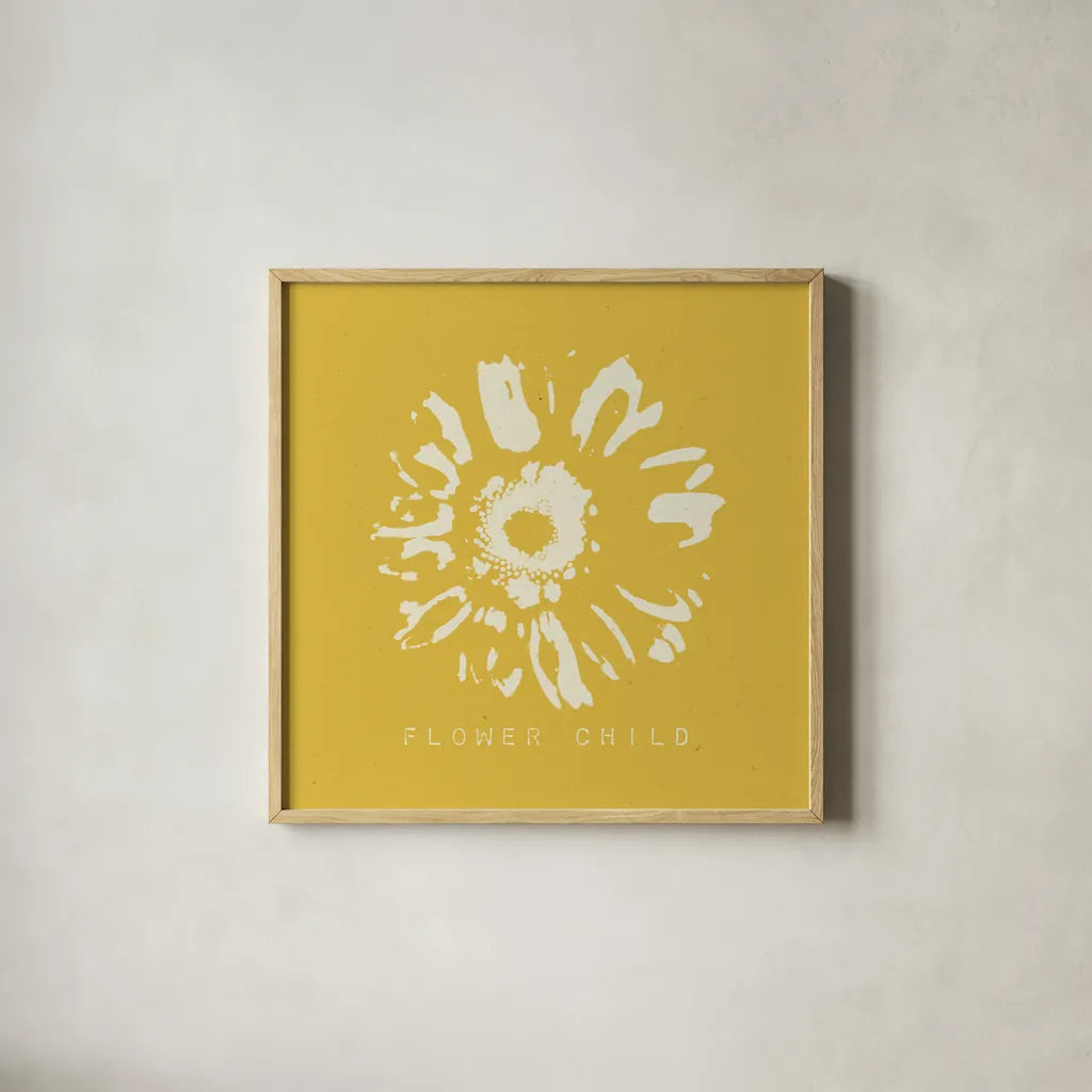 Fresh as a Daisy I by Wild Apple Portfolio. Shown in a natural wood glass frame for a timeless modern aesthetic. Available as an archival giclee rolled canvas, fine art paper, or poster print. SKU 69827a.