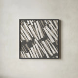 Fun on the Fourth II Neutral by Wild Apple Portfolio. Shown in a sleek black glass frame for a contemporary gallery look. Available as an archival giclee rolled canvas, fine art paper, or poster print. SKU 31043a.
