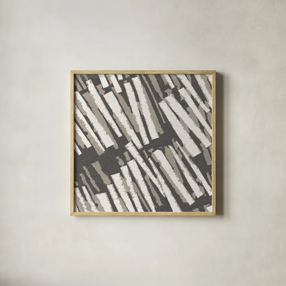 Fun on the Fourth II Neutral by Wild Apple Portfolio. Shown in a natural wood glass frame for a timeless modern aesthetic. Available as an archival giclee rolled canvas, fine art paper, or poster print. SKU 31043a.