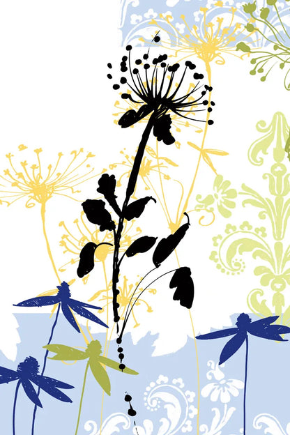 Funky Botanical II No Words by Wild Apple Portfolio. SKU 60077h. Archival Giclee Fine art print for wall decor.