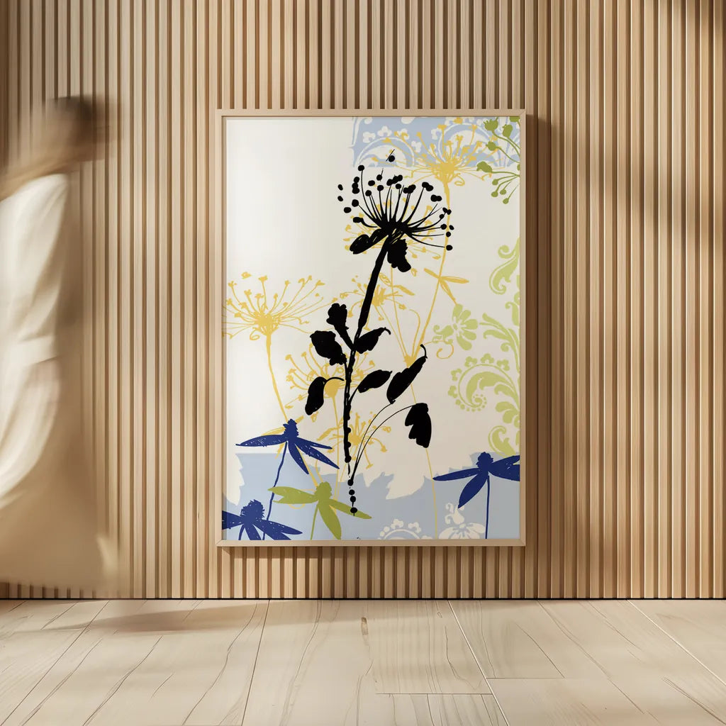 Funky Botanical II No Words by Wild Apple Portfolio. shown as over sized large wall art. Available as an archival giclee rolled canvas, fine art paper, or poster print. SKU 60077h.