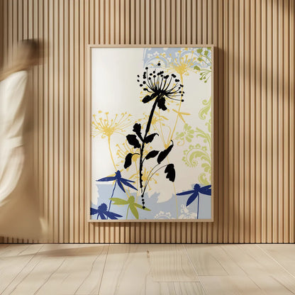 Funky Botanical II No Words by Wild Apple Portfolio. shown as over sized large wall art. Available as an archival giclee rolled canvas, fine art paper, or poster print. SKU 60077h.