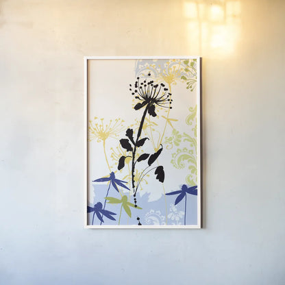 Funky Botanical II No Words by Wild Apple Portfolio. shown as a paper print in a white frame. Available as a archival giclee rolled canvas, fine art paper, or poster print. SKU 60077h.