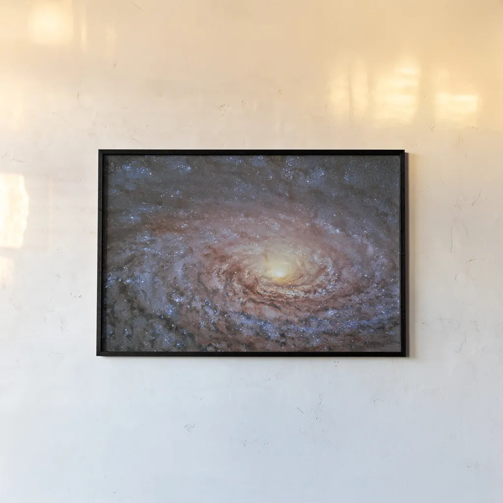 Galactic Sunflower by Wild Apple Portfolio. shown as a paper print in a black flame. Available as a archival giclee rolled canvas, fine art paper, or poster print. SKU 89790i.