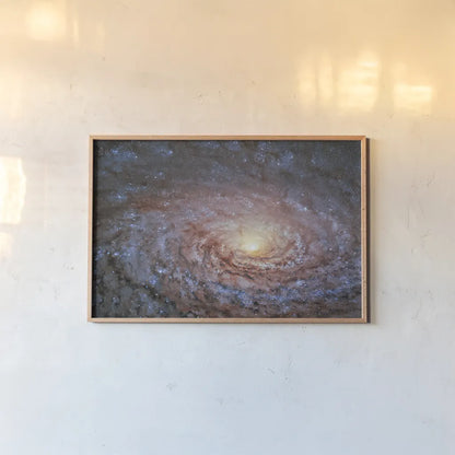 Galactic Sunflower by Wild Apple Portfolio. shown as a paper print in a natural frame. Available as a archival giclee rolled canvas, fine art paper, or poster print. SKU 89790i.