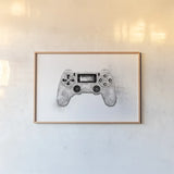 Garage Gaming by Wild Apple Portfolio. shown as a paper print in a natural frame. Available as a archival giclee rolled canvas, fine art paper, or poster print. SKU 73372i.