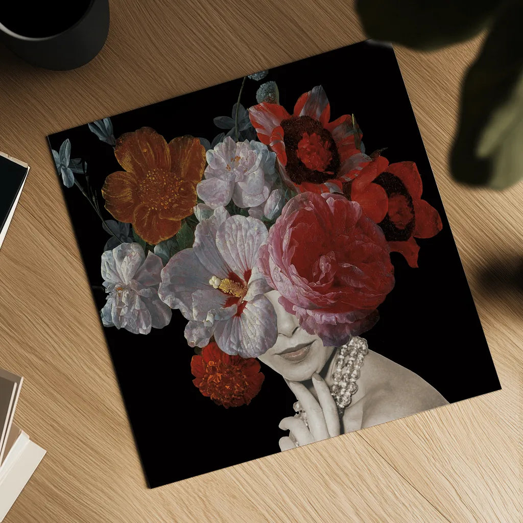 Garden Party II Black Crop by Wild Apple Portfolio. Shown as a detailed flat fine art print, highlighting archival giclee quality. Available as an archival giclee rolled canvas, fine art paper, or poster print. SKU 88447a.